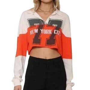 Daydreamer New York City 77 Wide Stripe Rugby Polo Long Sleeve T-Shirt Large NWT